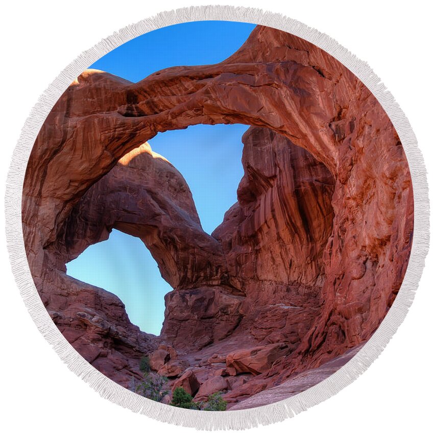 Arches National Park Round Beach Towel featuring the photograph Double Arch by Sue Karski