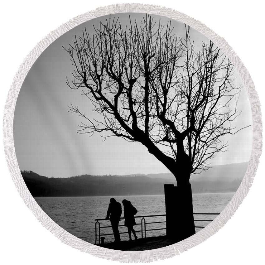 Round Beach Towel featuring the photograph Dreaming in Front of the Lake by Donato Iannuzzi