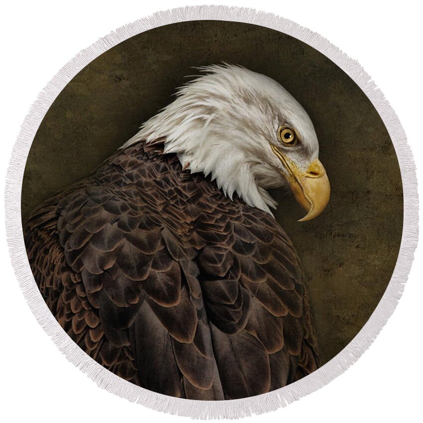 Eagles Round Beach Towel featuring the photograph Eagle Profile by Pat Abbott