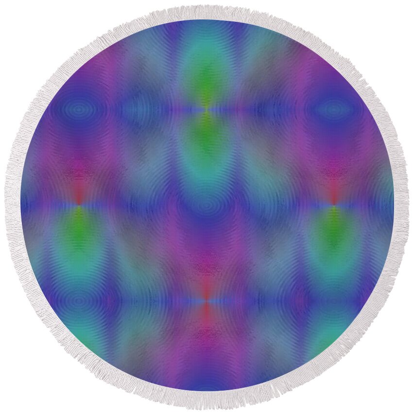 Abstract Round Beach Towel featuring the digital art Echo 1 by Tim Allen