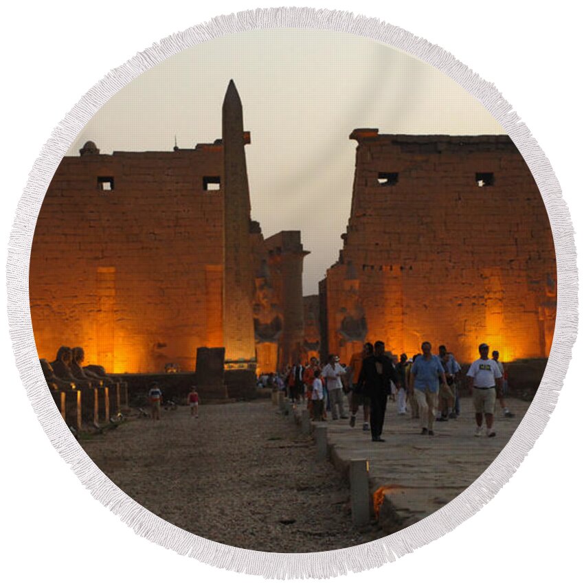 Luxor Temple Round Beach Towel featuring the photograph Egypt Luxor Temple by Bob Christopher