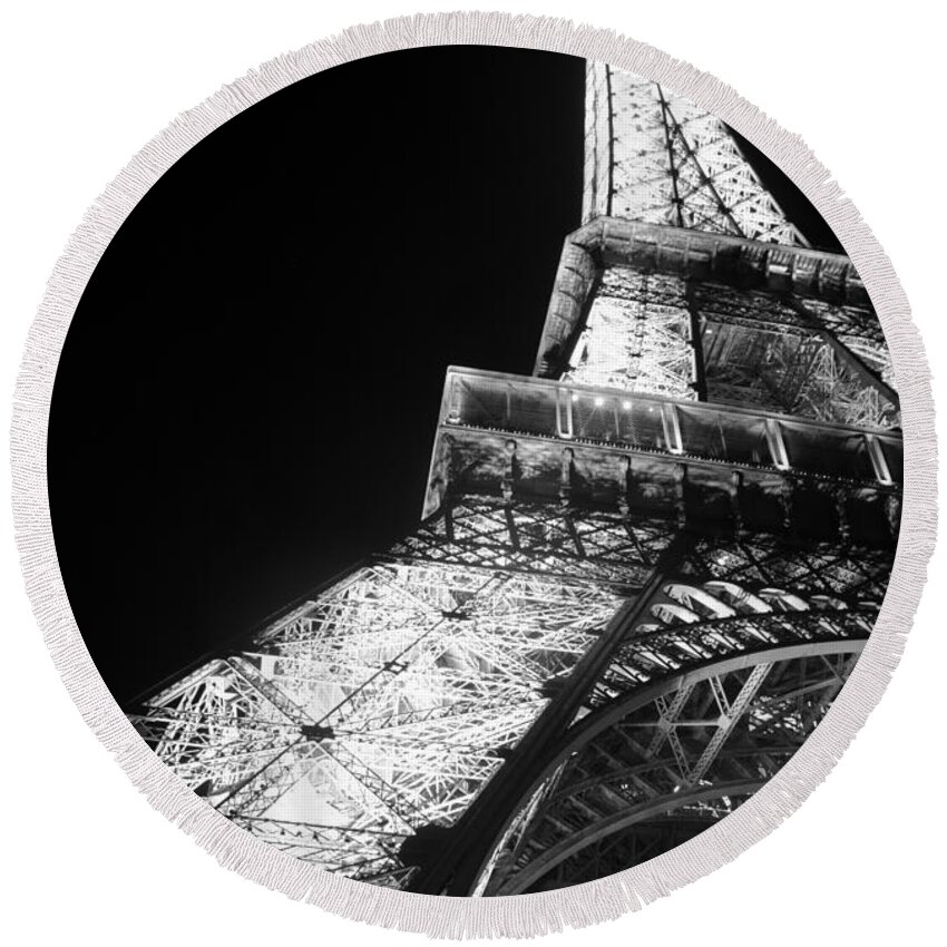 Black Round Beach Towel featuring the photograph Eiffel Tower by Olivier Steiner
