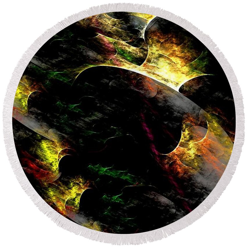 Fire Round Beach Towel featuring the digital art Embers by Greg Moores