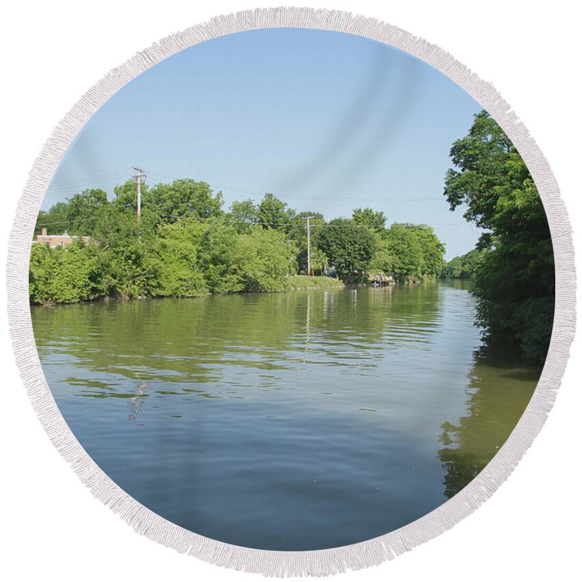 Erie Canal Round Beach Towel featuring the photograph Erie Canal by William Norton