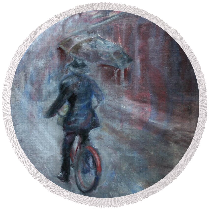 Impressionism Round Beach Towel featuring the painting Every Day's a Parade by Quin Sweetman