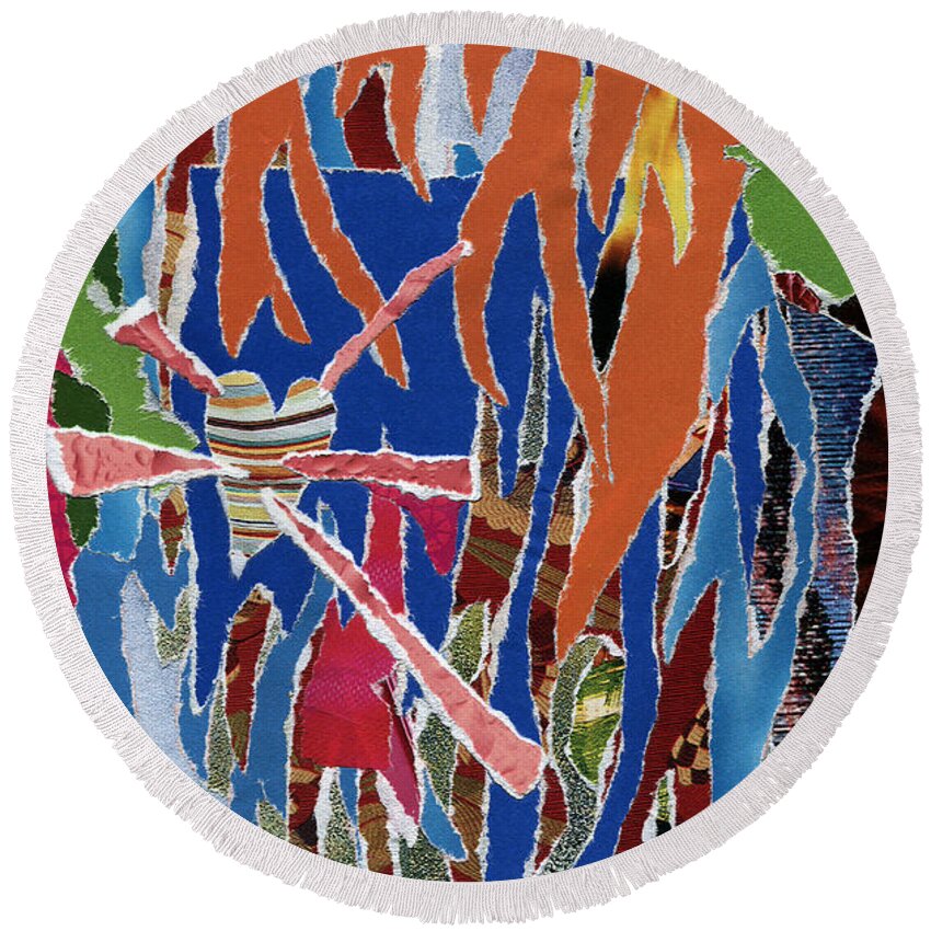  Round Beach Towel featuring the mixed media Everyday Adversity by Kenneth James