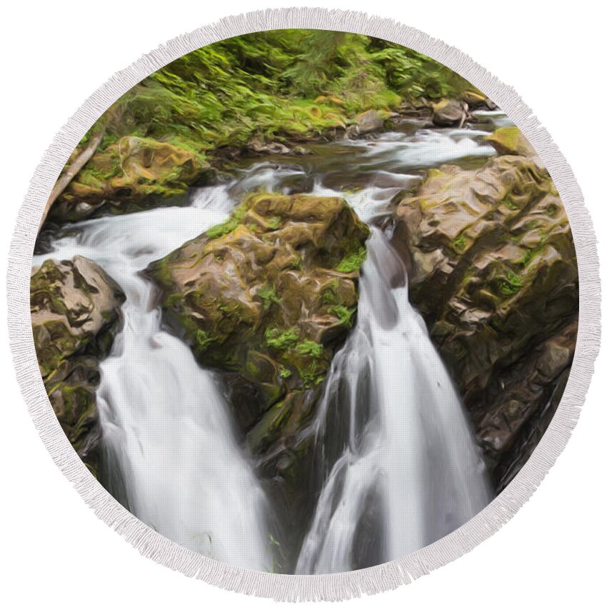 Waterfall Round Beach Towel featuring the photograph Feel The Mist II by Heidi Smith