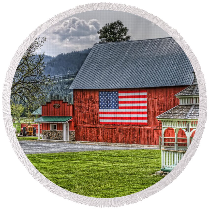 Hdr Round Beach Towel featuring the photograph Feeling Patriotic by Brad Granger