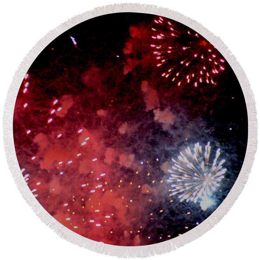 Art Round Beach Towel featuring the photograph Fireworks II by Kelly Hazel