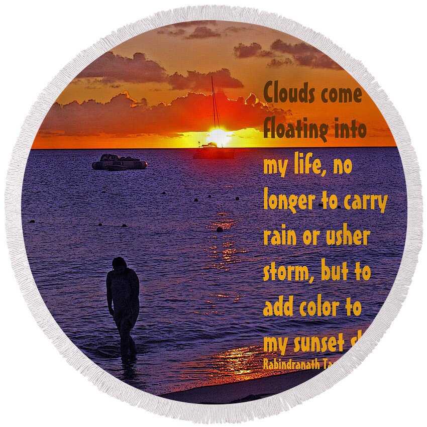 Suntset Round Beach Towel featuring the photograph Floating Into My Life by Ian MacDonald