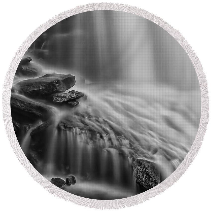 Ricketts Glen Round Beach Towel featuring the photograph Flow Gently by Evelina Kremsdorf