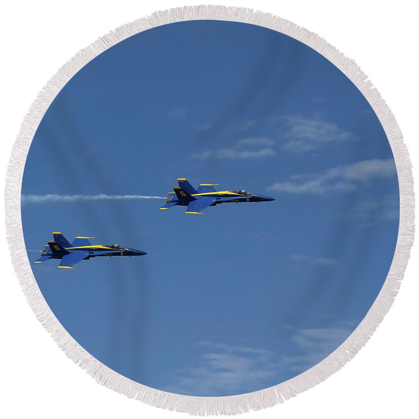 Airshow Round Beach Towel featuring the photograph Follow Me by Sue Karski