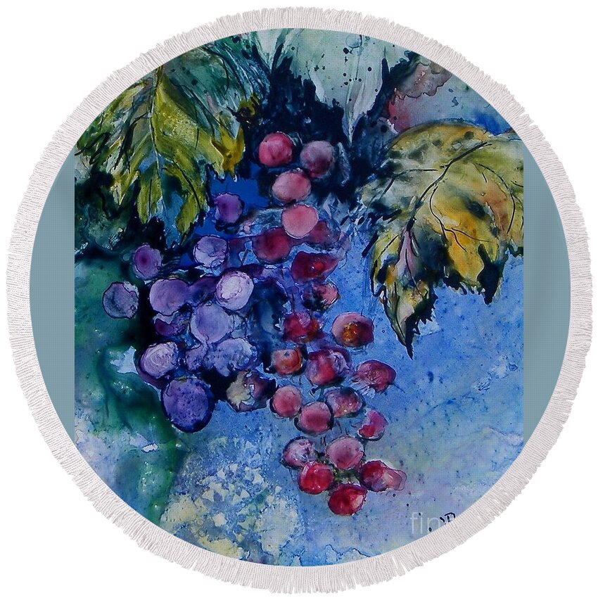 Grapes Round Beach Towel featuring the painting Fruit of the Vine by Virginia Potter