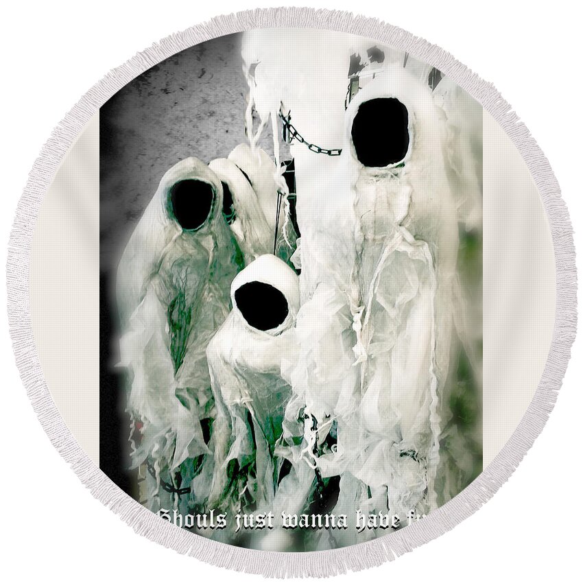 Halloween Round Beach Towel featuring the photograph Ghouls Just Wanna Have Fun by Diana Haronis