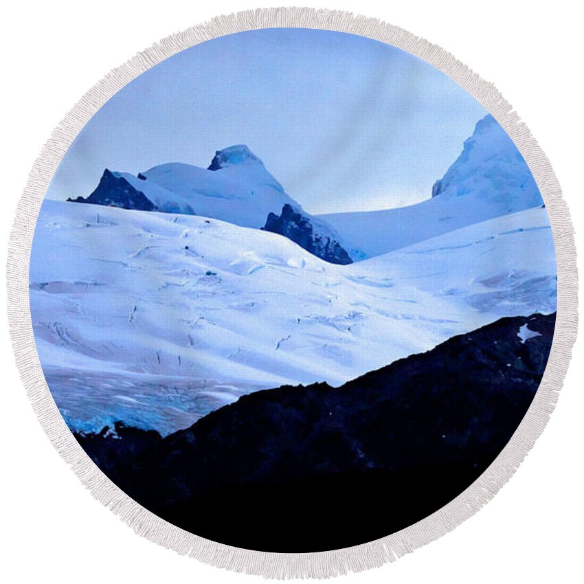 Glacier Round Beach Towel featuring the photograph Glacier Cracks by Tap On Photo