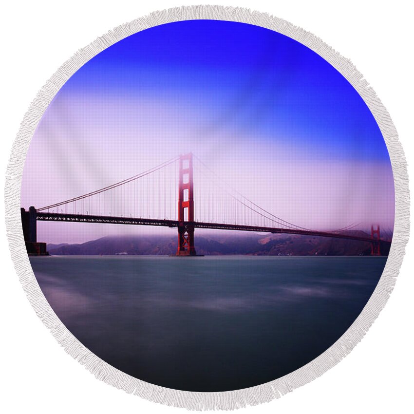 San Francisco Round Beach Towel featuring the photograph Golden Gate Fog by Rick Berk