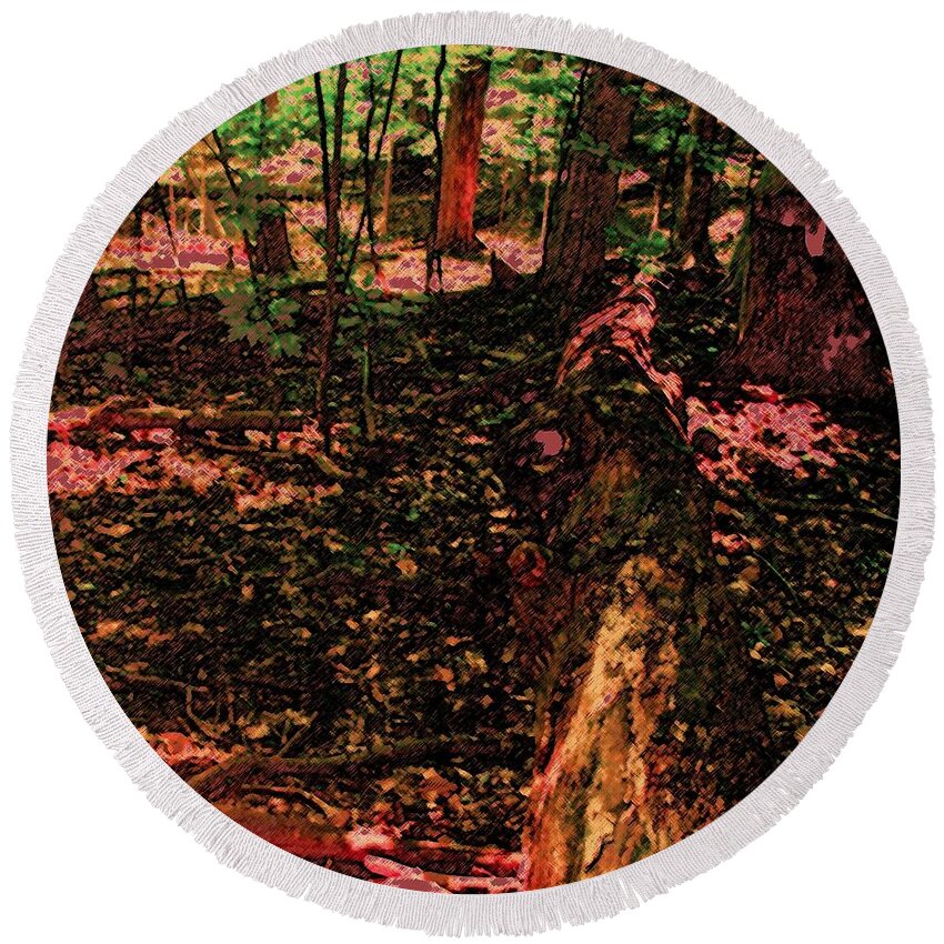 Logs Round Beach Towel featuring the photograph Hardwood Forest by Ian MacDonald