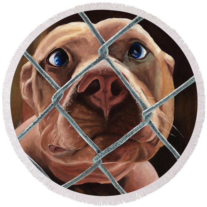 Pet Round Beach Towel featuring the painting Help Release Me III by Vic Ritchey