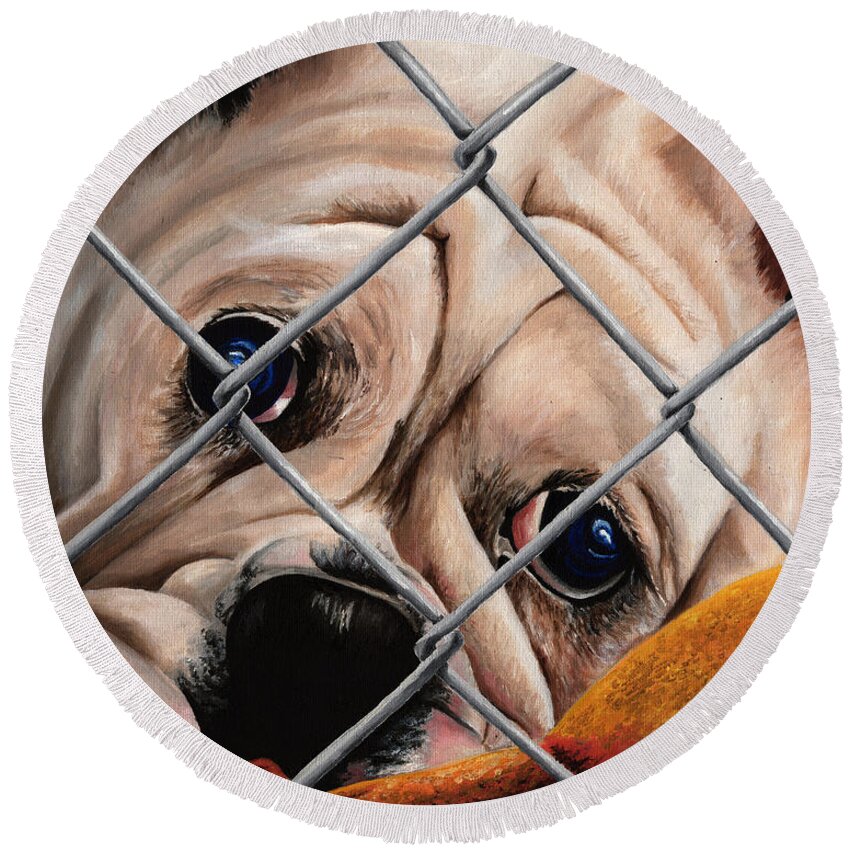 Pet Round Beach Towel featuring the painting Help Release Me IV by Vic Ritchey