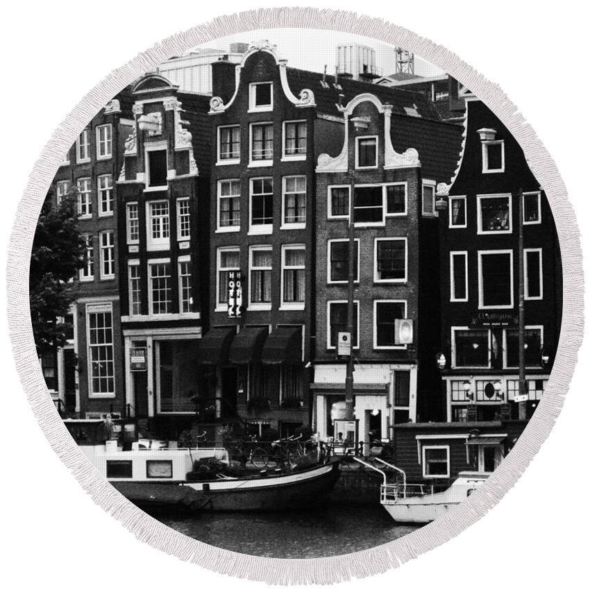 Amsterdam Round Beach Towel featuring the photograph Homes of Amsterdam by Leslie Leda