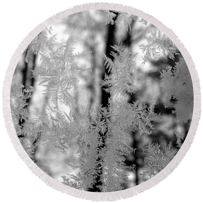 Ice Round Beach Towel featuring the photograph Ice Crystal Beauties by Kim Galluzzo
