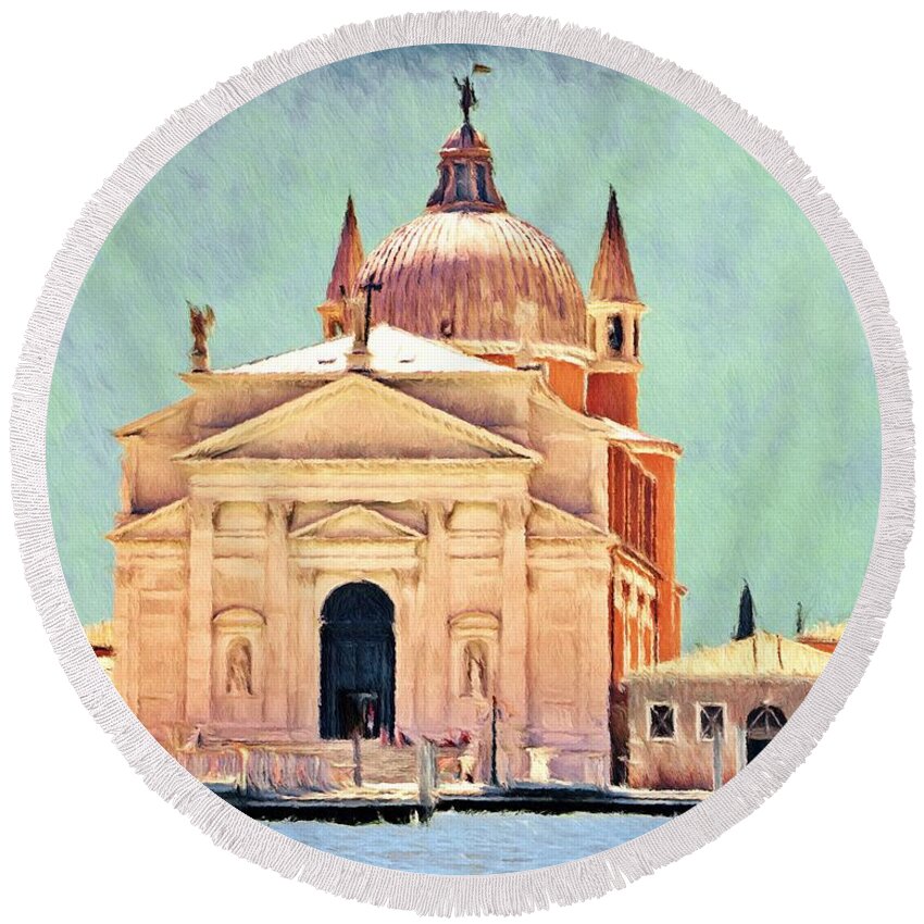 Chapel Round Beach Towel featuring the painting Il Redentore by Jeffrey Kolker