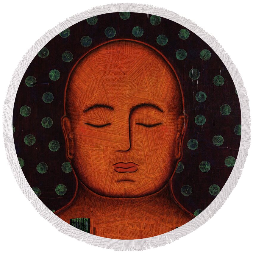 Buddha Round Beach Towel featuring the painting Inner Visions by Gloria Rothrock