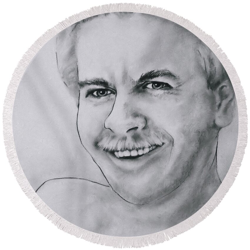 Man Round Beach Towel featuring the drawing Irrepressible by Rory Siegel