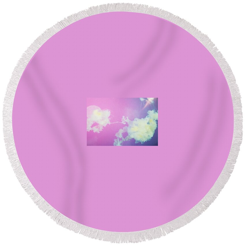 Jellyfish Round Beach Towel featuring the photograph Jellyfish 2 by Samantha Lusby