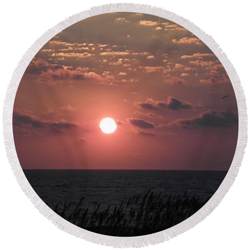 Sunrise Round Beach Towel featuring the photograph Land To Sky Beauty by Kim Galluzzo