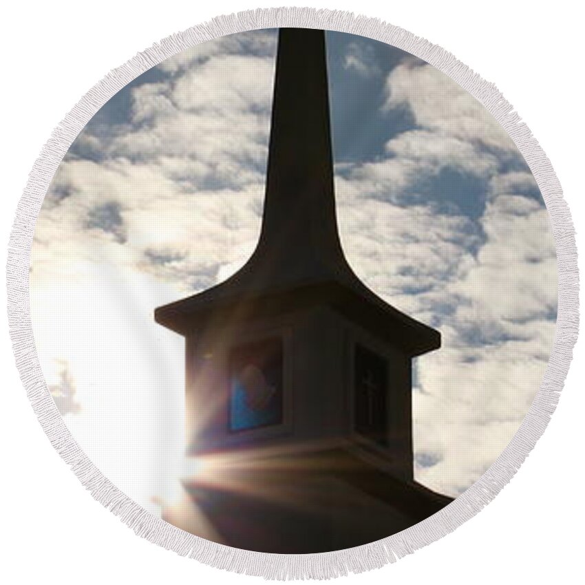 Steeple Round Beach Towel featuring the photograph Light by Kume Bryant