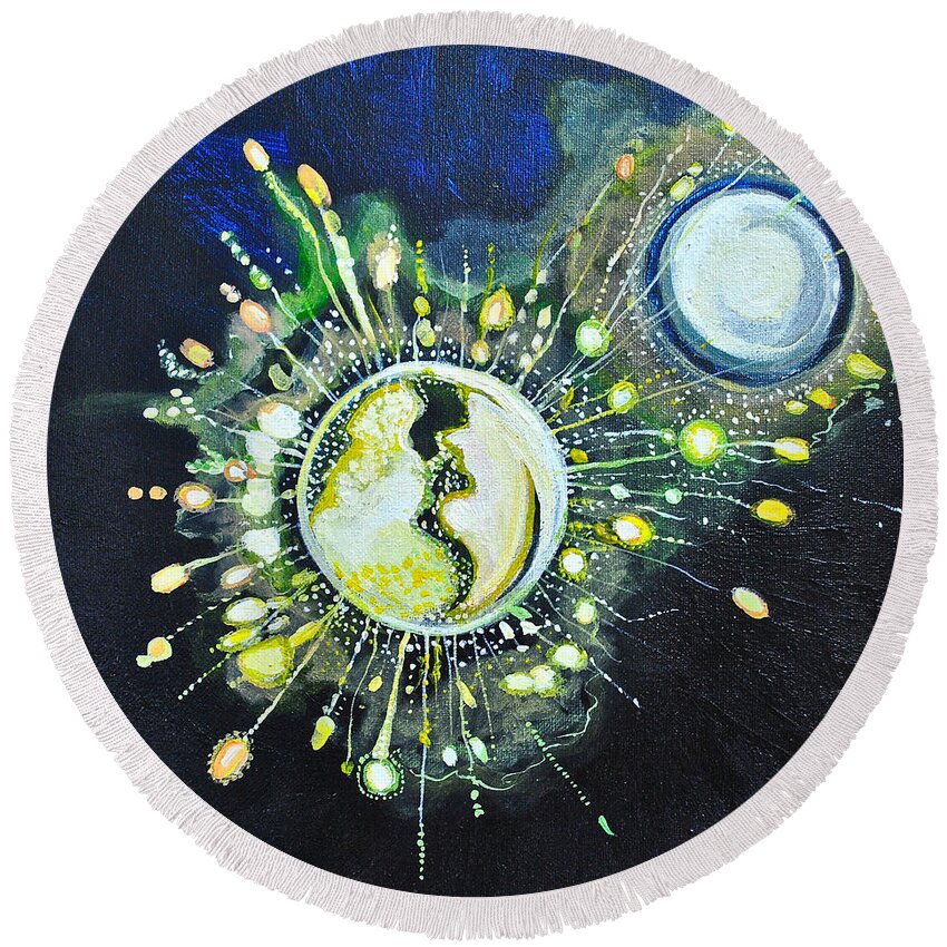 Lights Round Beach Towel featuring the painting Light Music by Patricia Arroyo