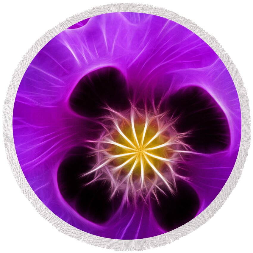 Poppy Round Beach Towel featuring the digital art Lilac Poppy by Bel Menpes