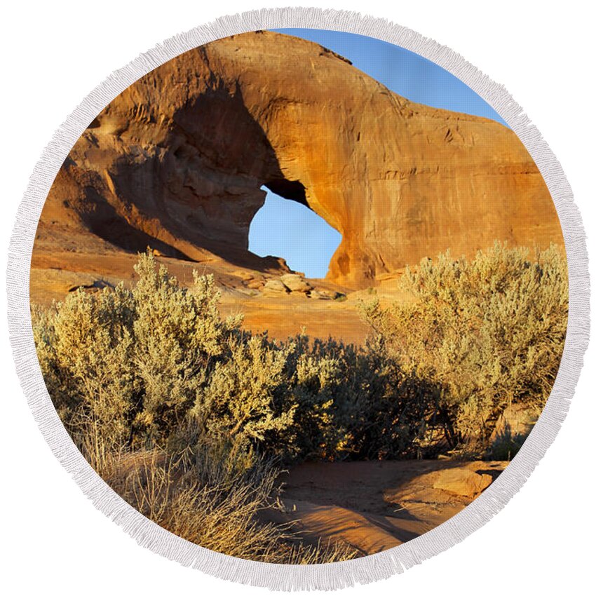 Desert Round Beach Towel featuring the photograph Looking Glass by Mike McGlothlen
