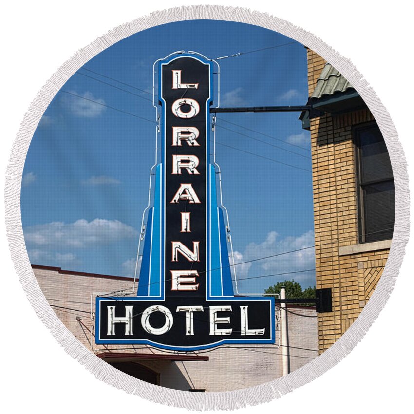 Memphis Round Beach Towel featuring the photograph Lorraine Hotel Sign by Joshua House