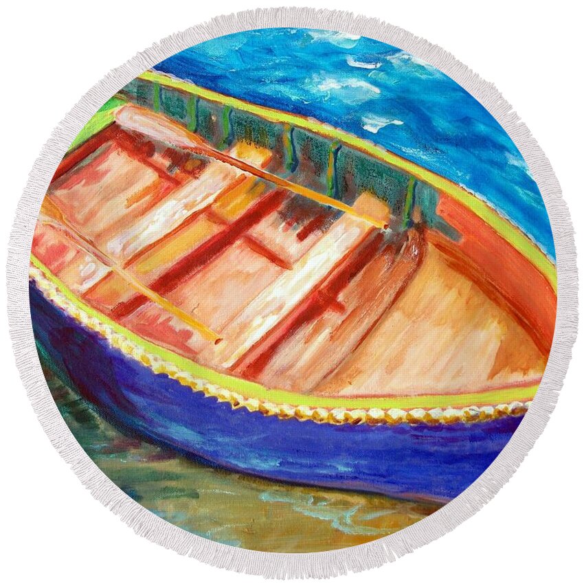 Nautical Round Beach Towel featuring the painting Love Boats by Robert Gross