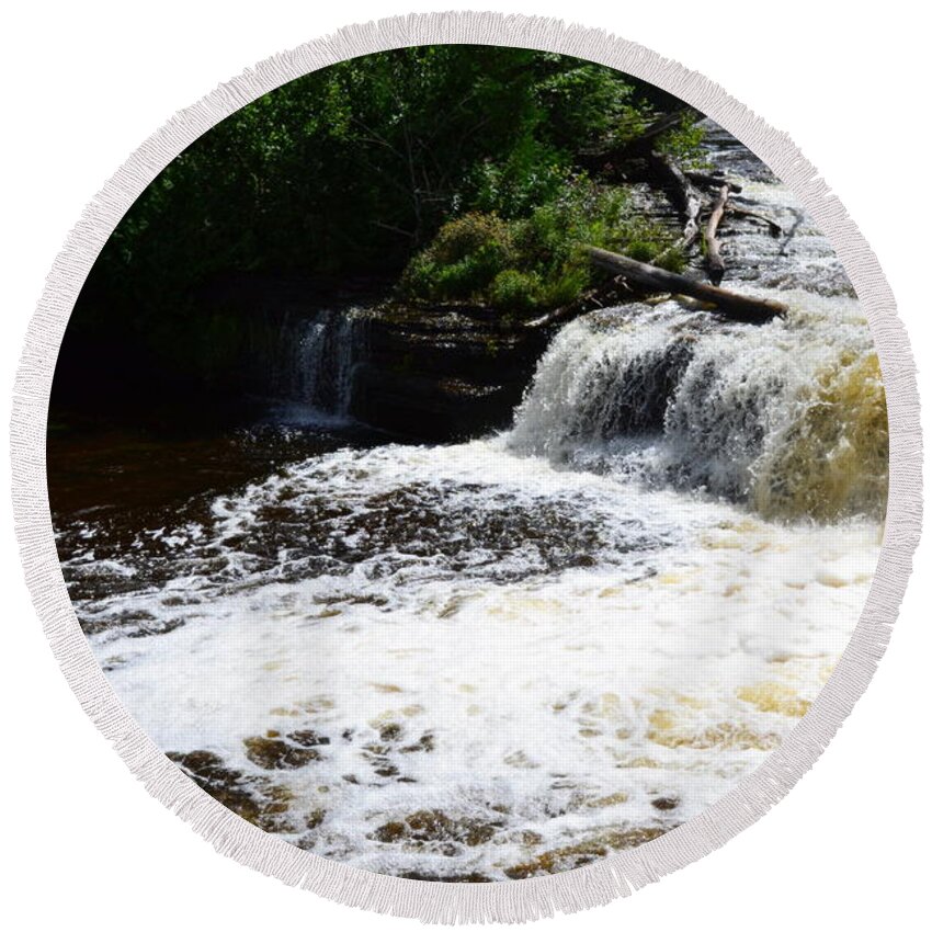 River Round Beach Towel featuring the photograph Lower Tahquamenon Falls lll by Michelle Calkins