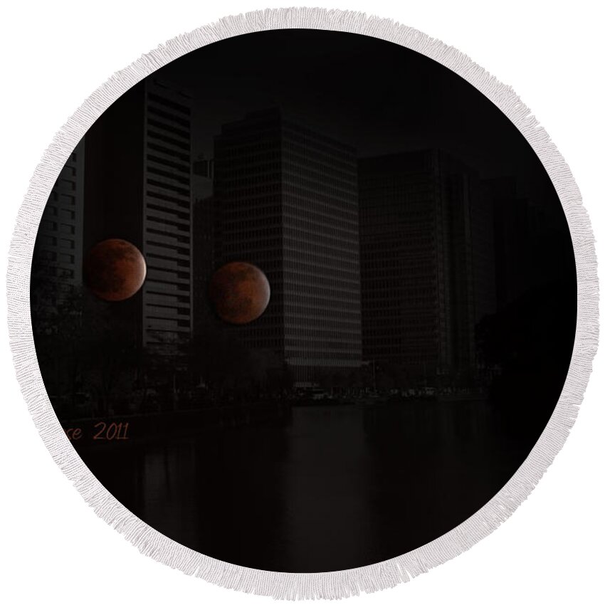 Eclipse Round Beach Towel featuring the photograph Lunar Eclipse by Eena Bo
