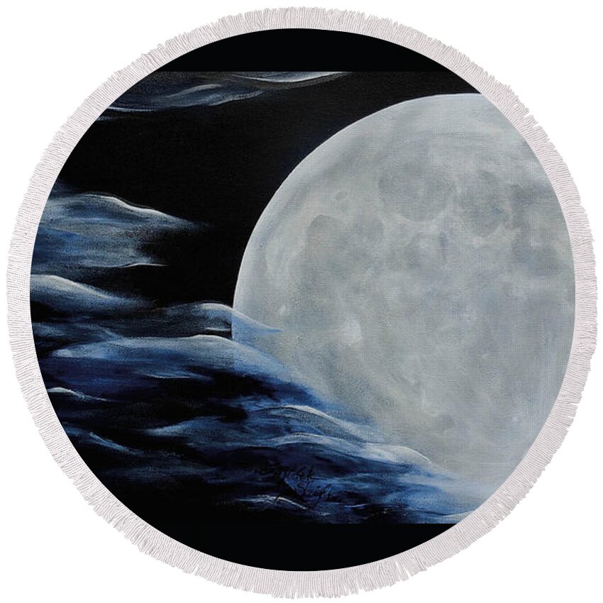 Moon Round Beach Towel featuring the painting Magica Luna by Michele Sleight