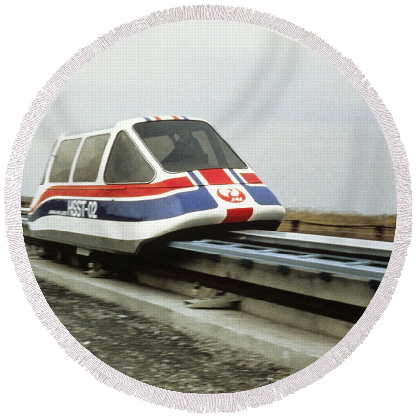 Japan Round Beach Towel featuring the photograph Magnetic Levitation Train by Japan Airlines