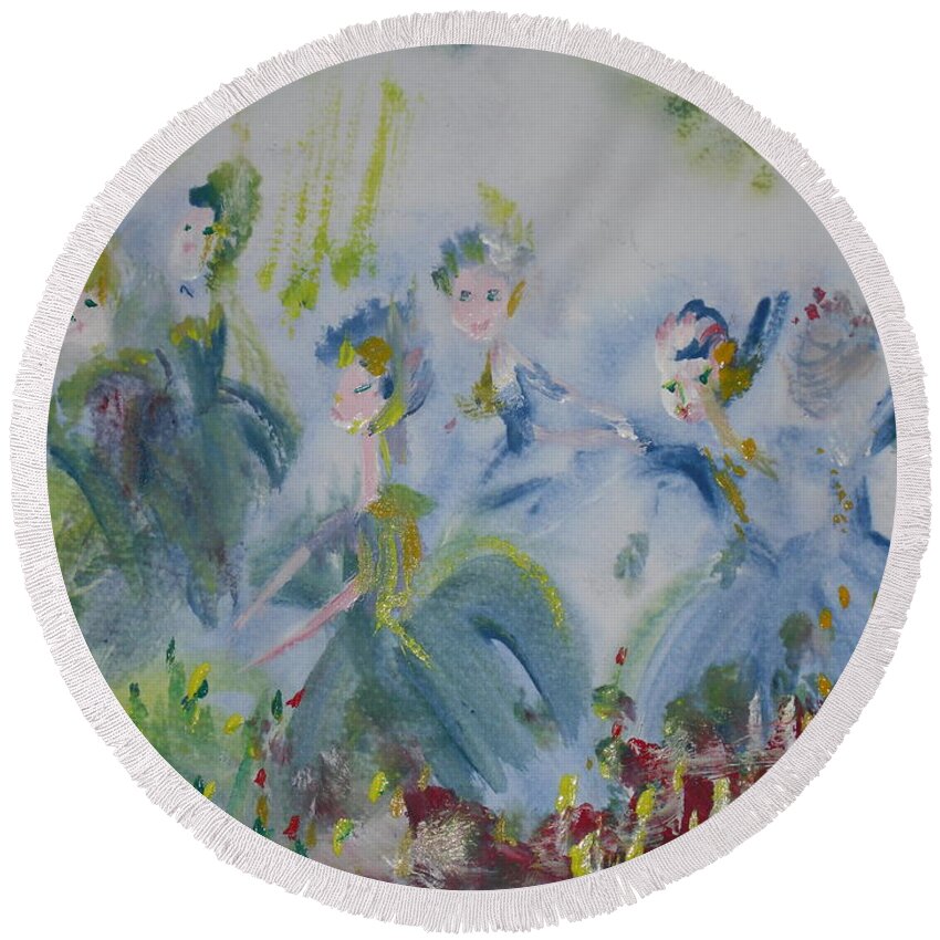 Waltz Round Beach Towel featuring the painting Merry Waltz by Judith Desrosiers
