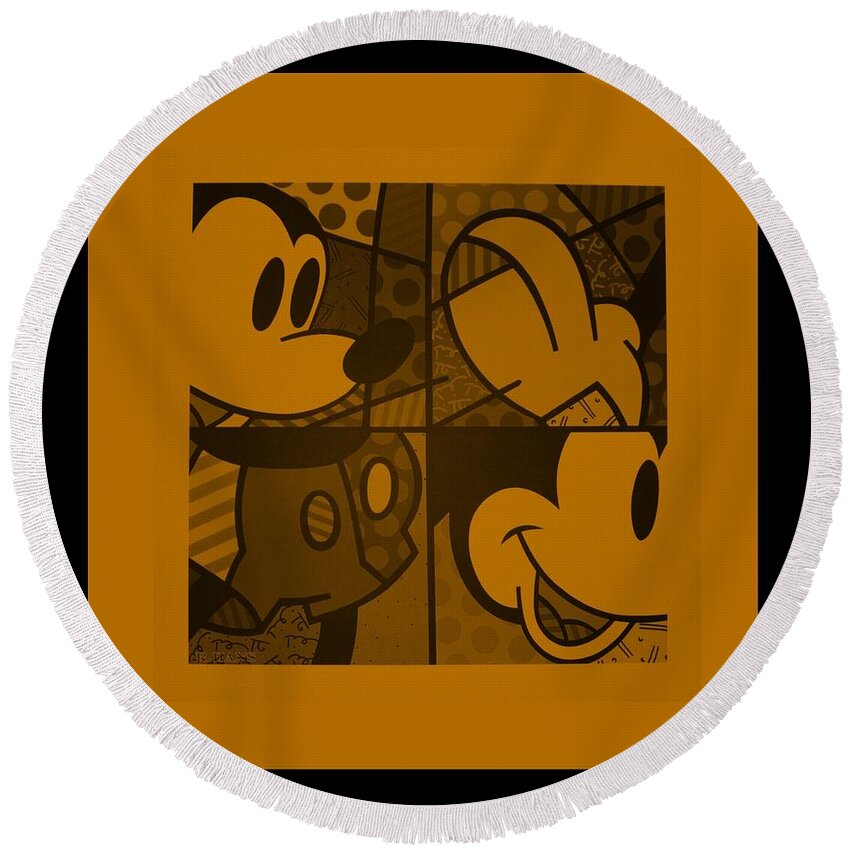 Mickey Mouse Round Beach Towel featuring the photograph MICKEY in ORANGE by Rob Hans