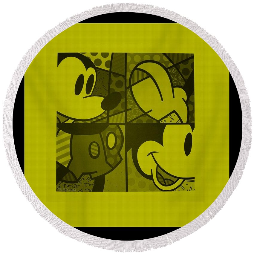 Mickey Mouse Round Beach Towel featuring the photograph MICKEY in YELLOW by Rob Hans