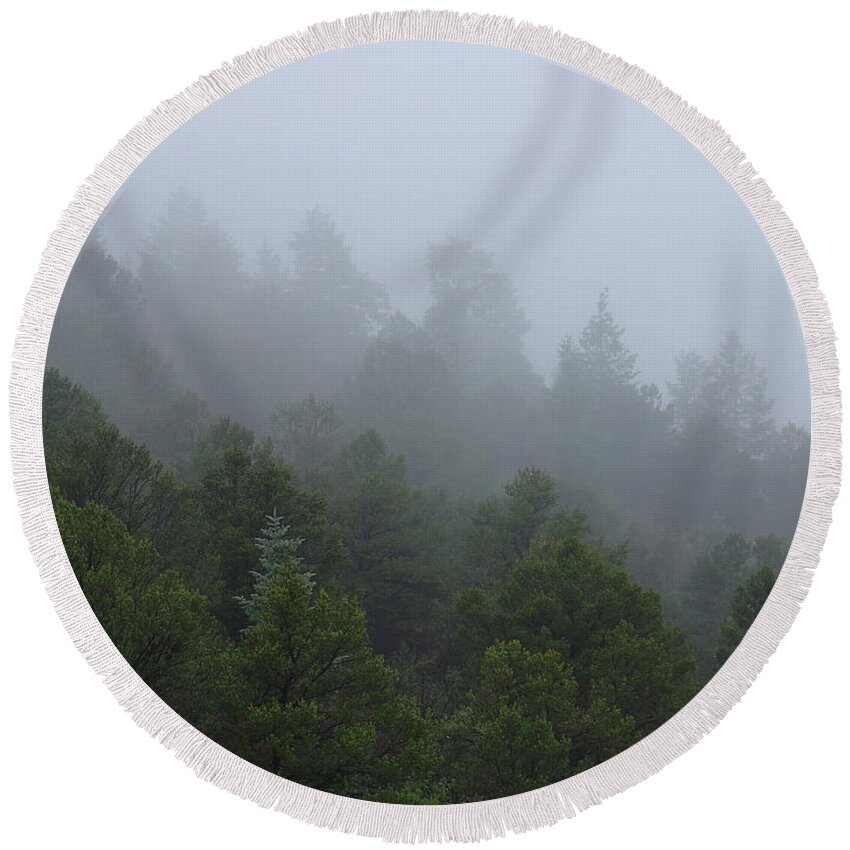 Mountain Round Beach Towel featuring the photograph Misty Mountain Morning by Charles and Melisa Morrison