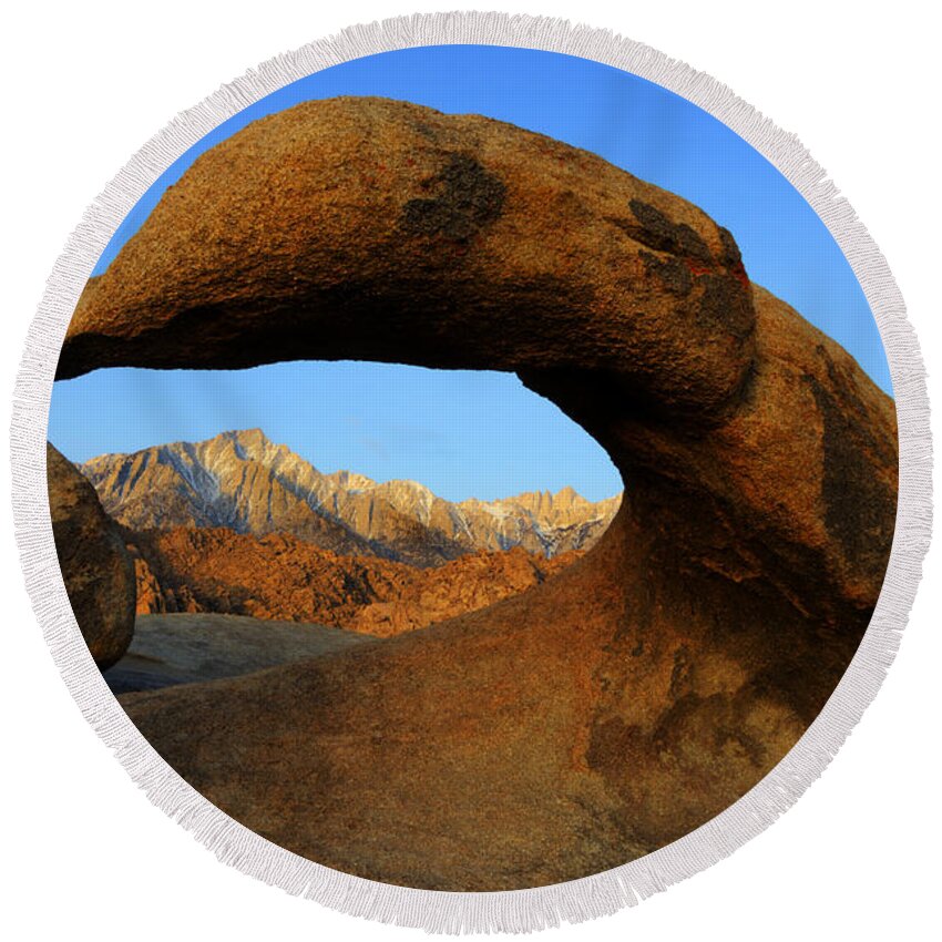 Mobius Arch Round Beach Towel featuring the photograph Mobius Arch California by Bob Christopher