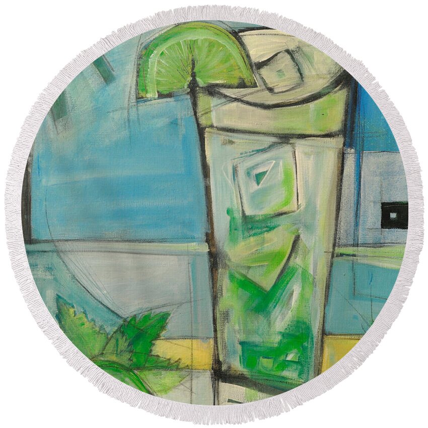 Mojito Round Beach Towel featuring the painting Mojito2 by Tim Nyberg