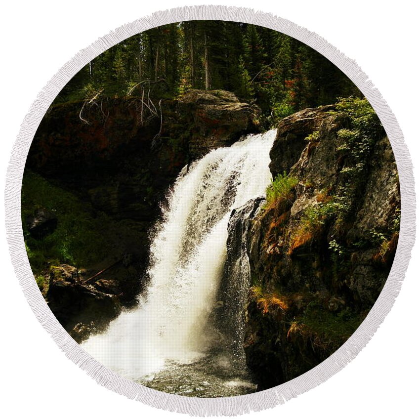 Waterfalls Round Beach Towel featuring the photograph Moose Falls by Jeff Swan