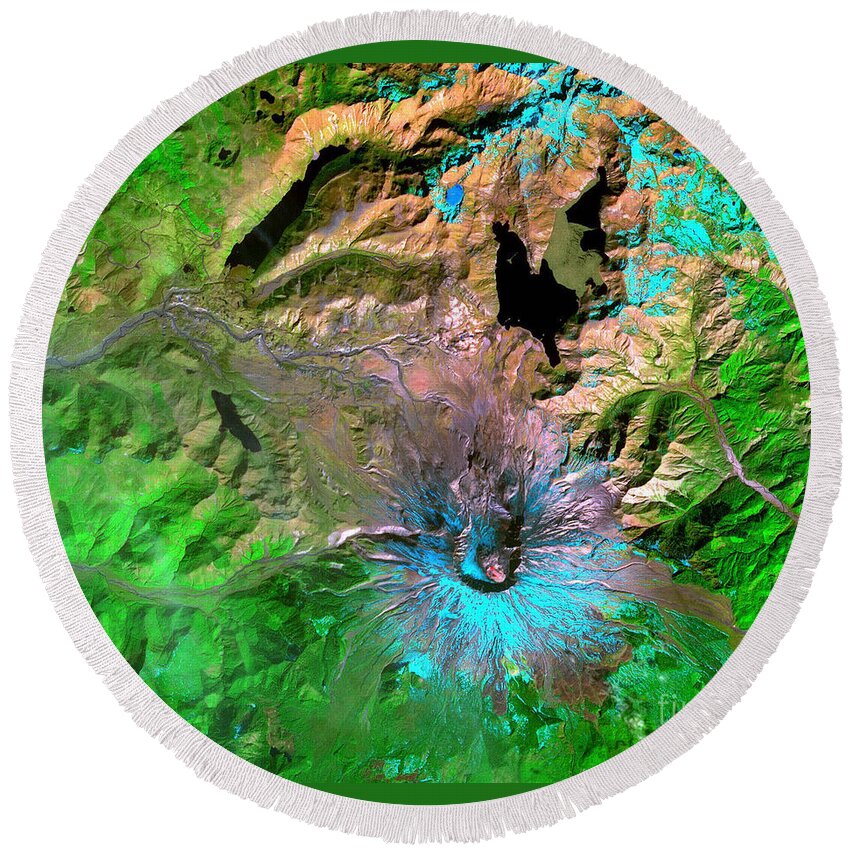 Aerial Round Beach Towel featuring the photograph Mount St. Helens by Science Source