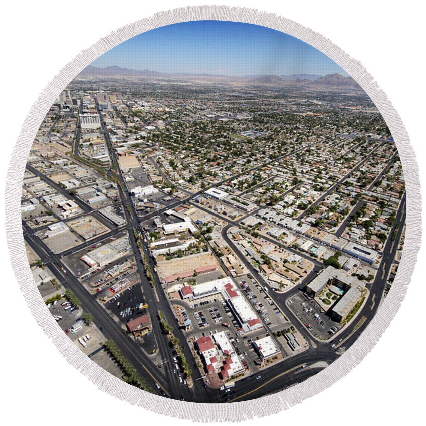 North Las Vegas Round Beach Towel featuring the photograph North Las Vegas View by The Ecotone