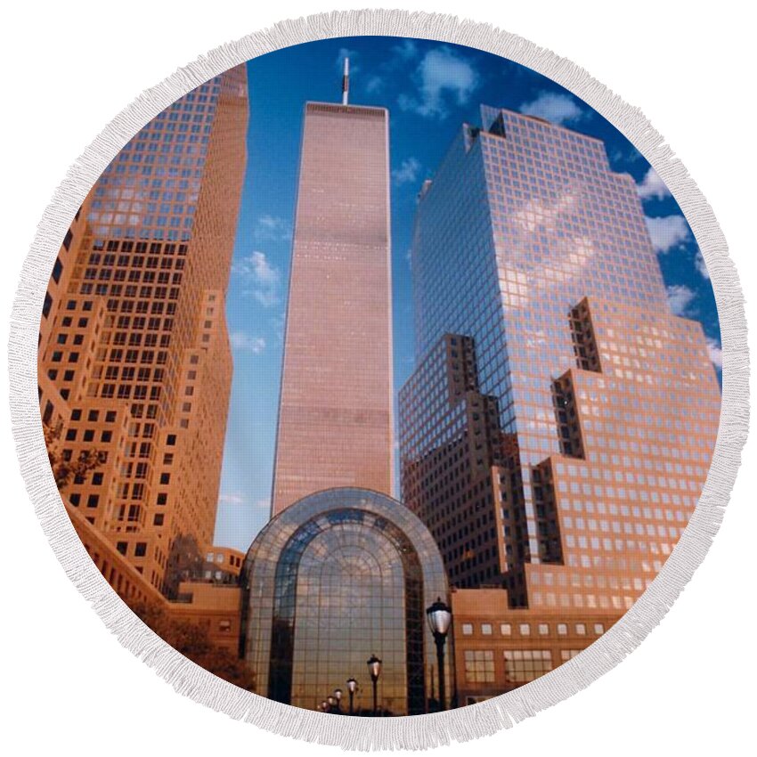 Wtc Round Beach Towel featuring the photograph October 1998 by Mark Gilman